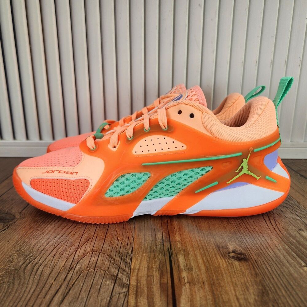 Air Jordan Heir Basketball Sneakers Men's 8 Orange Pulse Ghost Green FQ3858-800 - Picture 3 of 13